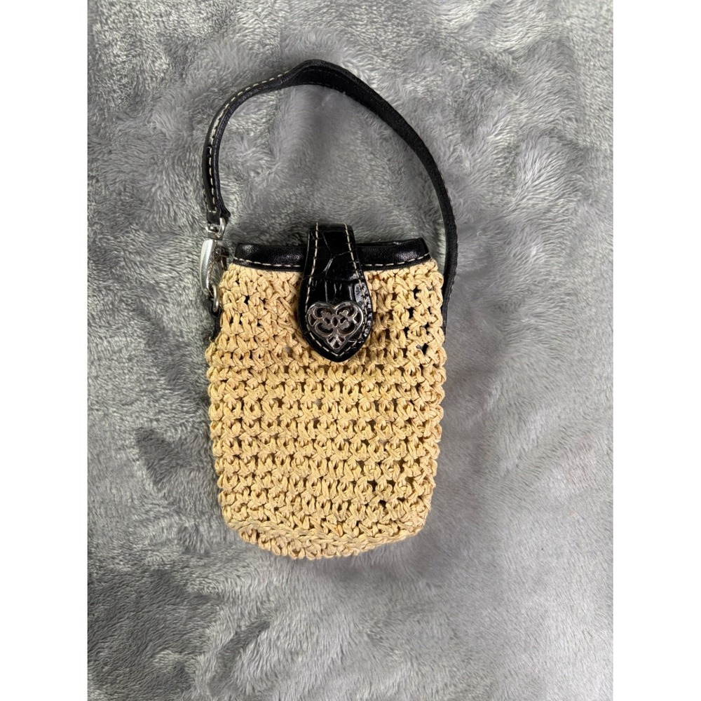Brighton Westcott Woven Cell Phone Pouch Wristlet Beige Womens